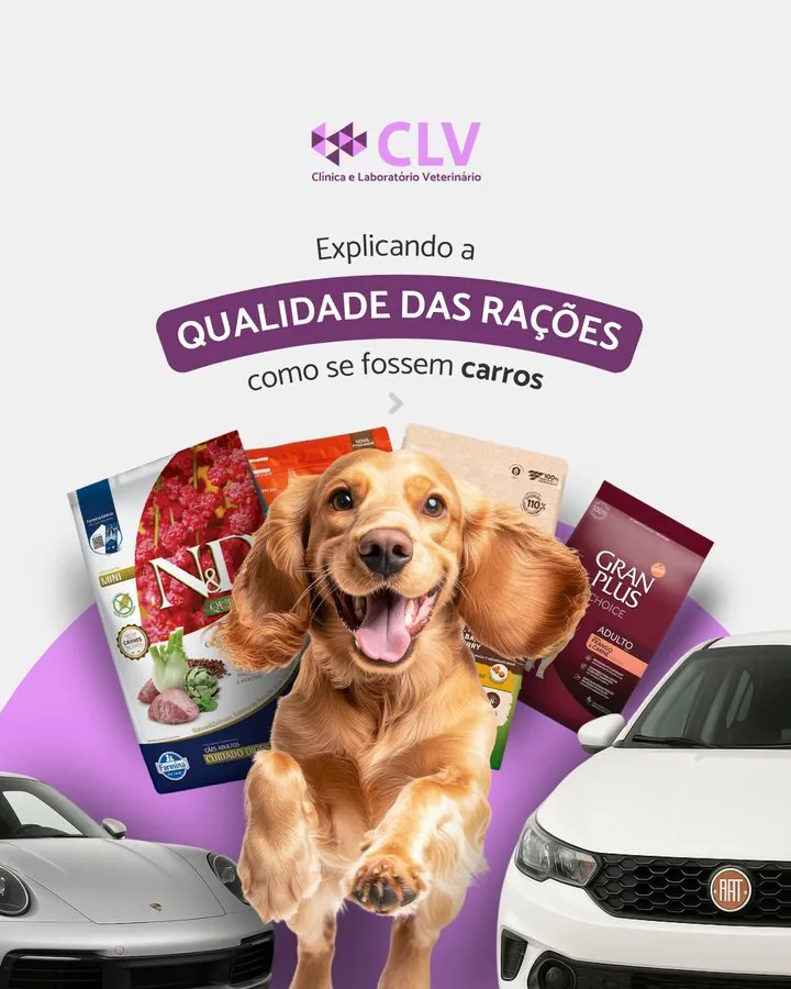 CLV — Publicação a explicar a qualidade das rações como se fossem carros