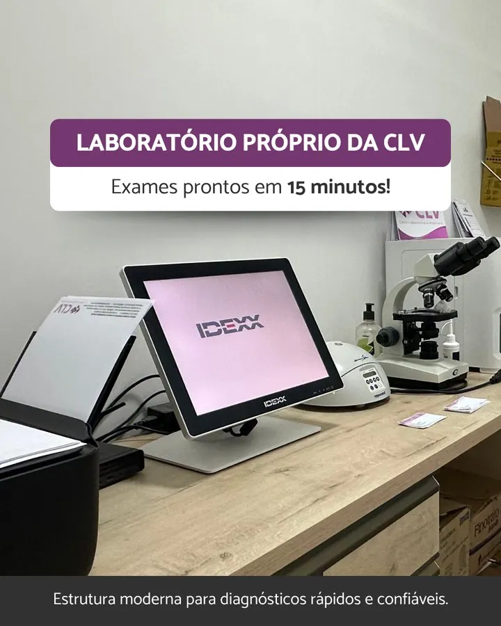 CLV — Post sobre o laboratório próprio com exames prontos em 15 minutos